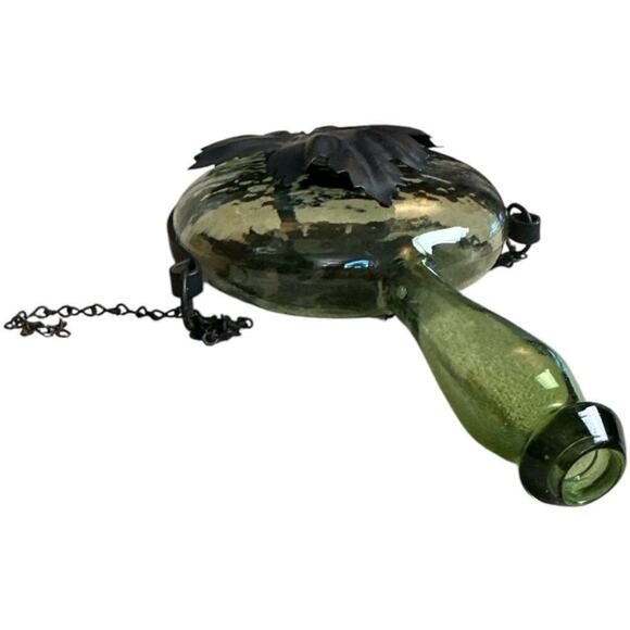 Vintage Metal Leaf Green Decorative bottle with Chain - Picture 5 of 5